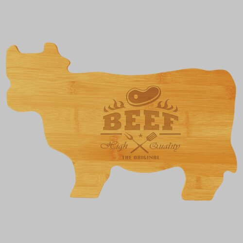 Personalized 14 3/4" x 9 3/4" Bamboo Cow Shaped Cutting Board Thumbnail