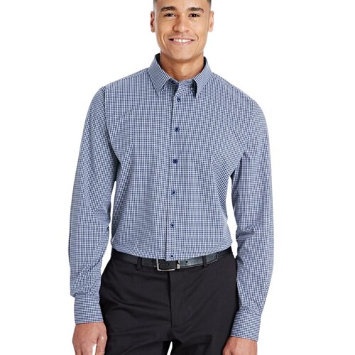 CrownLux Performance® Tonal Mini Check Woven Dress Shirt Thumbnail