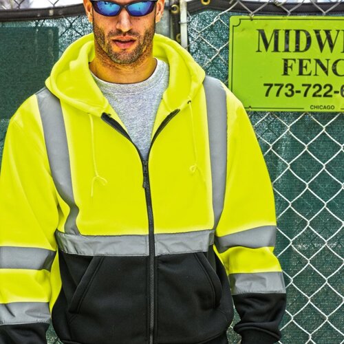 Unisex Hi-Vis Full-Zip Hooded Sweatshirt Thumbnail