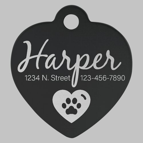 Personalized Aluminum Heart Pet Tag - Small Thumbnail