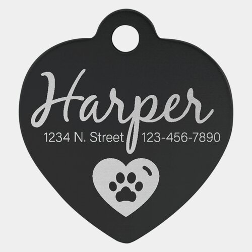 Personalized Aluminum Heart Pet Tag - Small Thumbnail