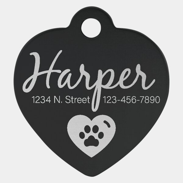 Personalized Aluminum Heart Pet Tag - Small Thumbnail