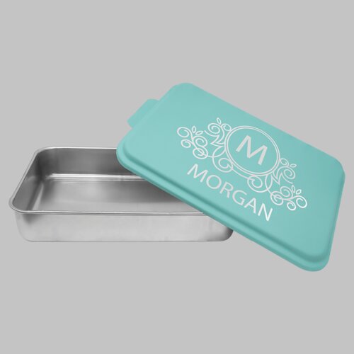 Personalized 9" x 13" Aluminum Cake Pan with Teal Lid Thumbnail