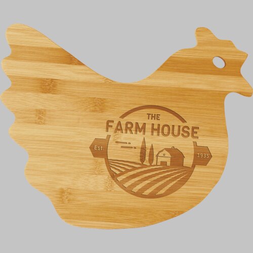 Personalized 13 1/2" x 10 7/8" Bamboo Hen Shaped Cutting Board Thumbnail
