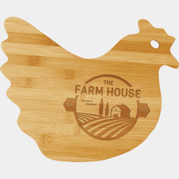 Personalized 13 1/2" x 10 7/8" Bamboo Hen Shaped Cutting Board Thumbnail