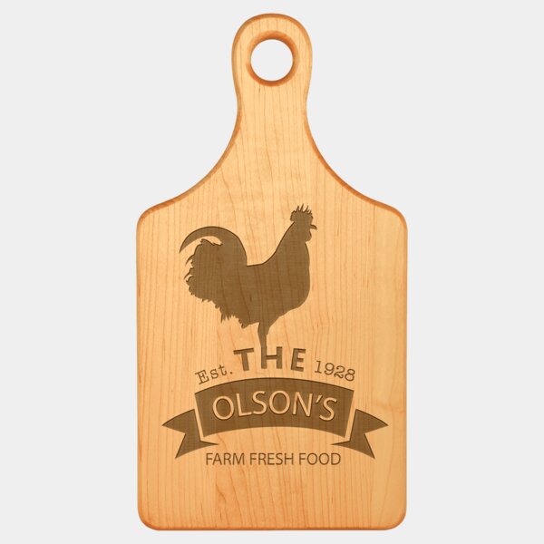 Personalized 13 1/2" x 7" Maple Paddle Shaped Cutting Board Thumbnail