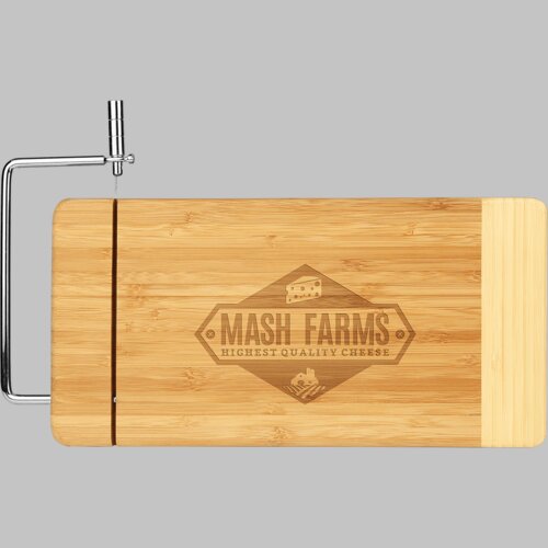 Personalized 12" x 6" Bamboo Rectangle Cutting Board with Metal Cheese Cutter Thumbnail