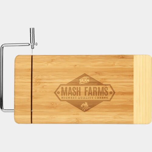 Personalized 12" x 6" Bamboo Rectangle Cutting Board with Metal Cheese Cutter Thumbnail