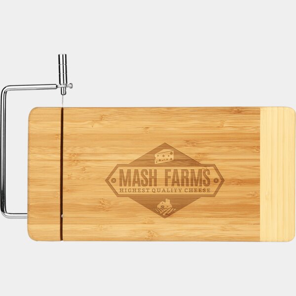 Personalized 12" x 6" Bamboo Rectangle Cutting Board with Metal Cheese Cutter Thumbnail