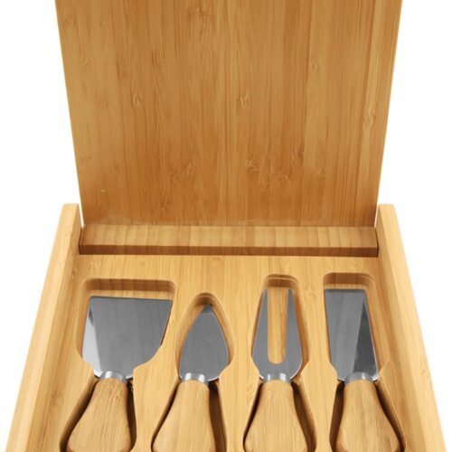 Personalized 8" x 8" Bamboo Cheese Set with 4 Tools Thumbnail