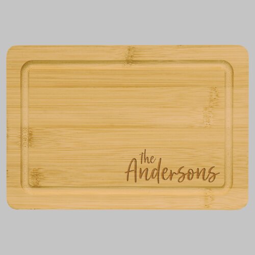 Personalized 9" x 6" Bamboo Cutting Board with Drip Ring Thumbnail