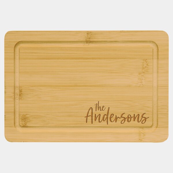 Personalized 9" x 6" Bamboo Cutting Board with Drip Ring Thumbnail