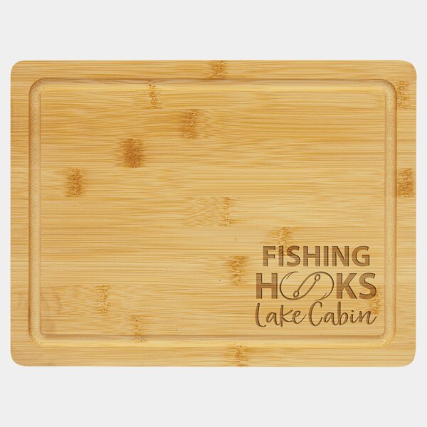 Personalized 11 1/2" x 8 3/4" Bamboo Cutting Board with Drip Ring Thumbnail
