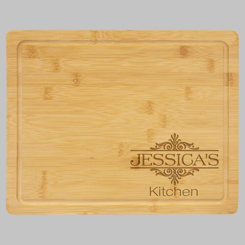 Personalized 13 3/4" x 11" Bamboo Cutting Board with Drip Ring Thumbnail