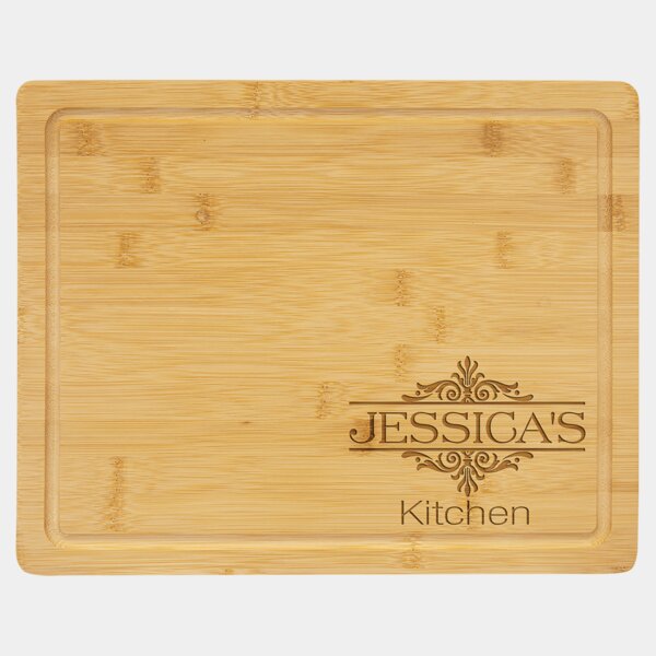 Personalized 13 3/4" x 11" Bamboo Cutting Board with Drip Ring Thumbnail