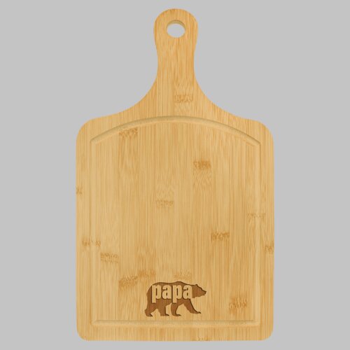 Personalized 15 1/2" x 9" Bamboo Cutting Board Paddle Shape with Drip Ring Thumbnail
