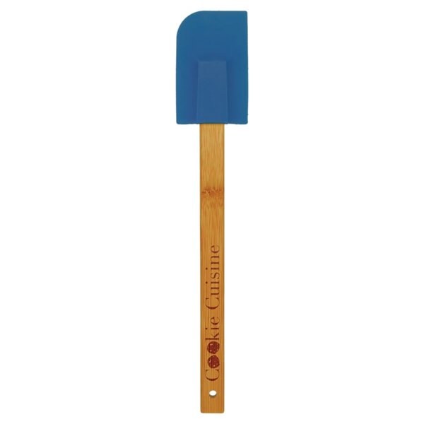 Personalized 11 3/4" Blue Silicone Spatula with Bamboo Handle Thumbnail