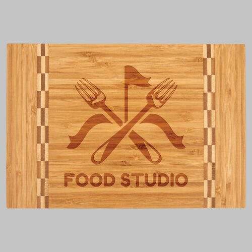 Personalized 12" x 8 1/4" Bamboo Cutting Board with Butcher Block Inlay Thumbnail