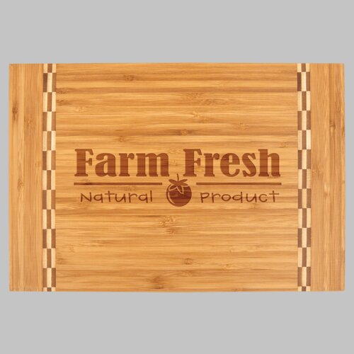 Personalized 15" x 10 1/4" Bamboo Cutting Board with Butcher Block Inlay Thumbnail