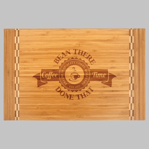 Personalized 18 1/4" x 12" Bamboo Cutting Board with Butcher Block Inlay Thumbnail