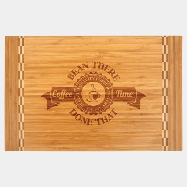 Personalized 18 1/4" x 12" Bamboo Cutting Board with Butcher Block Inlay Thumbnail