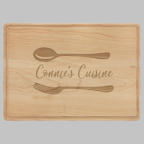 Personalized 13 3/4" x 9 3/4" Maple Cutting Board with Drip Ring Thumbnail