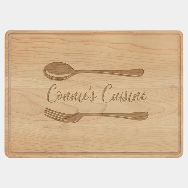 Personalized 13 3/4" x 9 3/4" Maple Cutting Board with Drip Ring Thumbnail