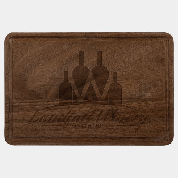 Personalized 9" x 6" Walnut Cutting Board with Drip Ring Thumbnail
