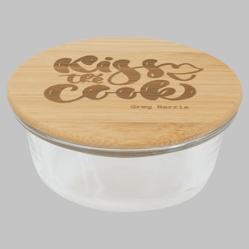 Personalized 13 oz. Round Glass Container with Bamboo Lid Thumbnail