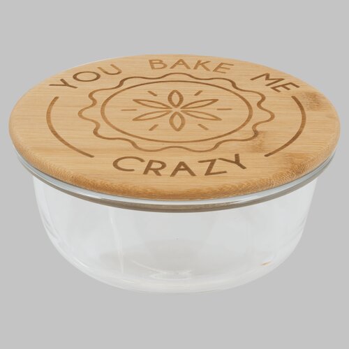 Personalized 21 oz. Round Glass Container with Bamboo Lid Thumbnail