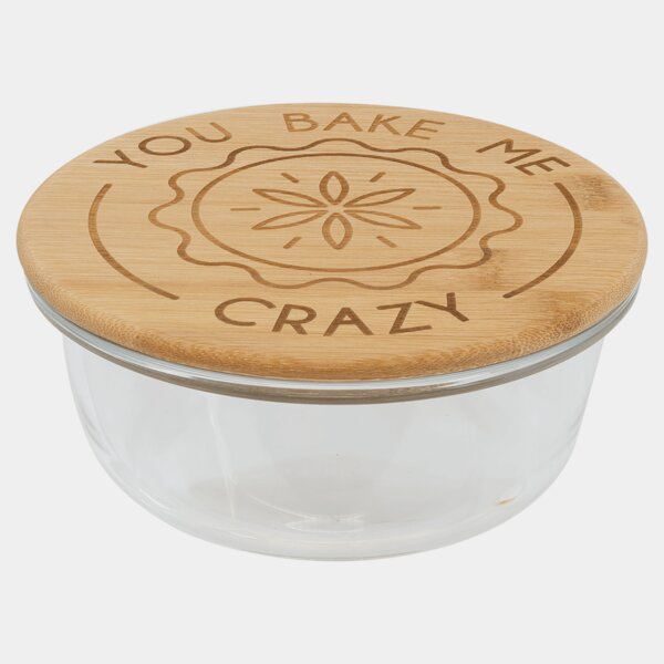 Personalized 21 oz. Round Glass Container with Bamboo Lid Thumbnail
