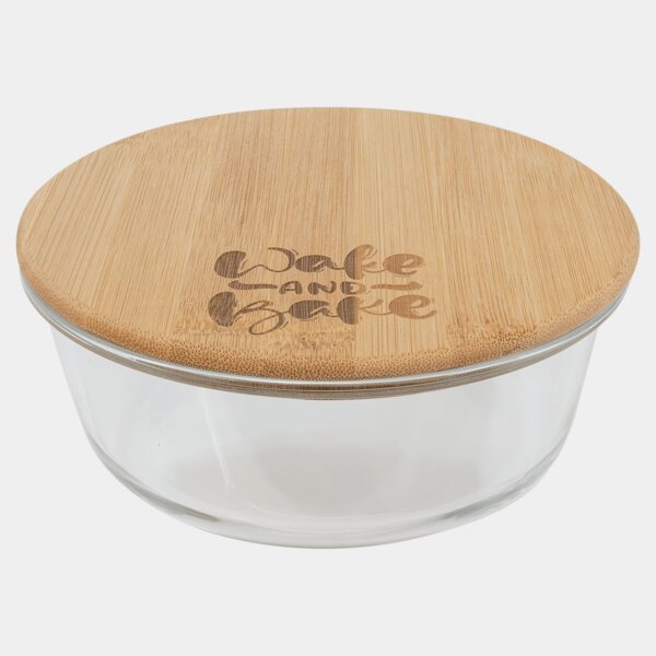 Personalized 32 oz. Round Glass Container with Bamboo Lid Thumbnail