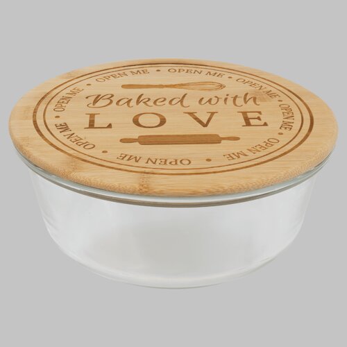 Personalized 44 oz. Round Glass Container with Bamboo Lid Thumbnail