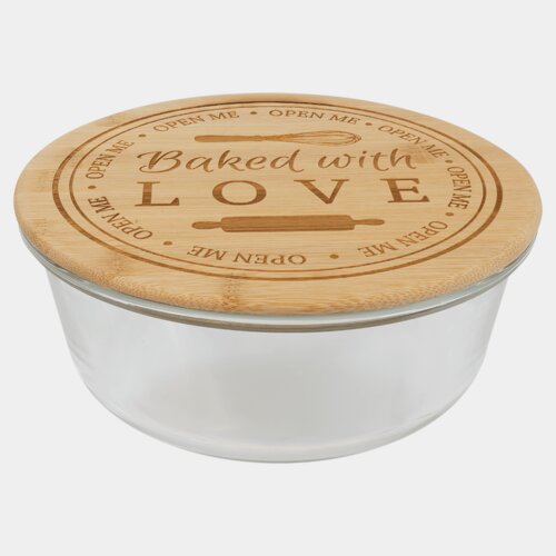 Personalized 44 oz. Round Glass Container with Bamboo Lid Thumbnail