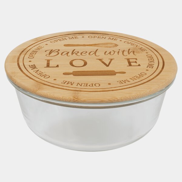 Personalized 44 oz. Round Glass Container with Bamboo Lid Thumbnail