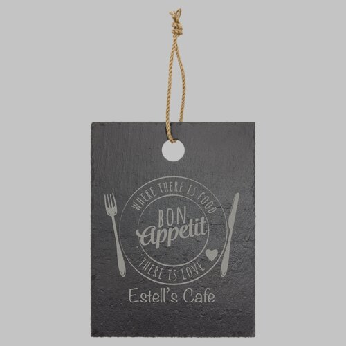 Personalized 11 1/2" x 8 3/4" Rectangle Slate Cutting Board with Hanger String Thumbnail