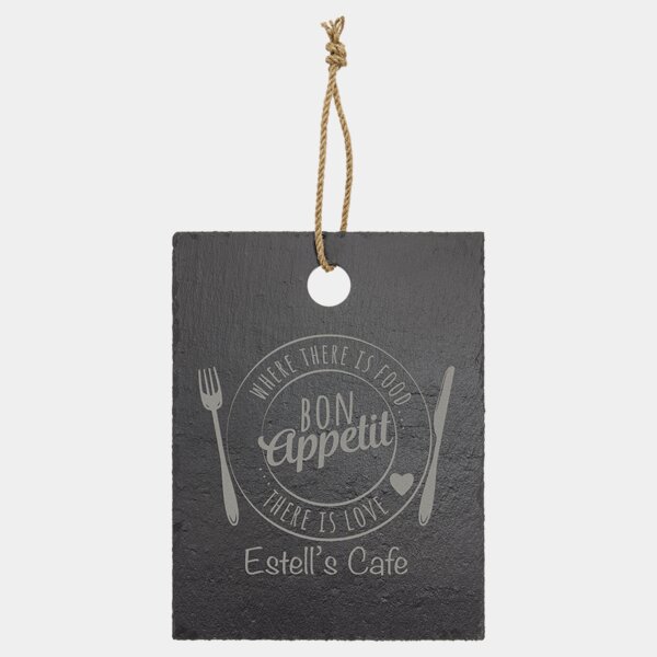 Personalized 11 1/2" x 8 3/4" Rectangle Slate Cutting Board with Hanger String Thumbnail