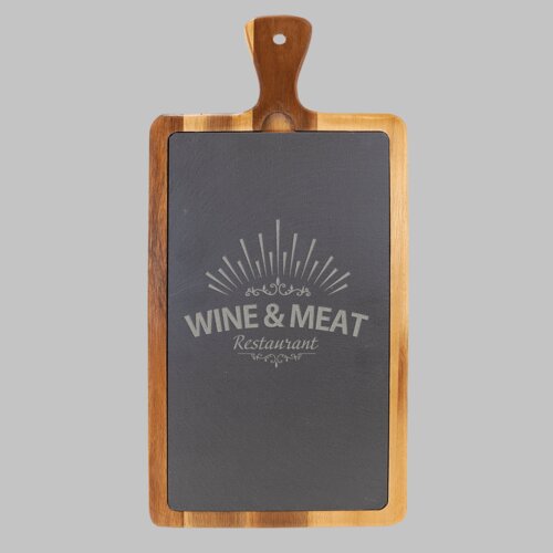 Personalized 16" x 7 3/4" Acacia Wood/Slate Cutting Board Thumbnail