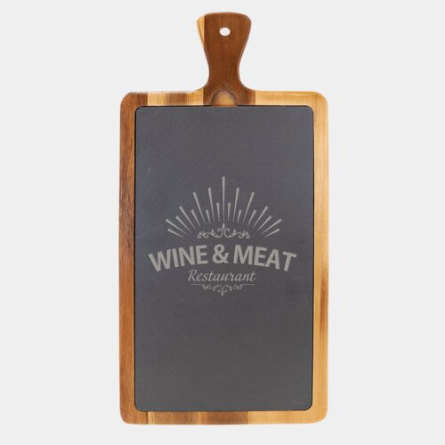 Personalized 16" x 7 3/4" Acacia Wood/Slate Cutting Board Thumbnail