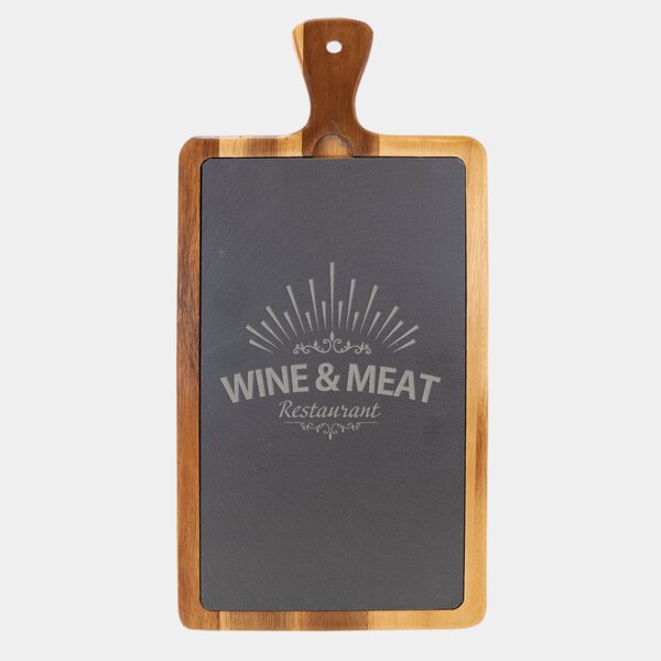 Personalized 16" x 7 3/4" Acacia Wood/Slate Cutting Board Thumbnail