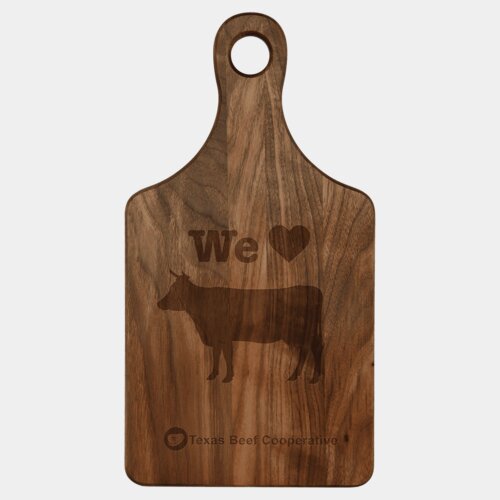 Personalized 13 1/2" x 7" Walnut Paddle Shape Cutting Board Thumbnail