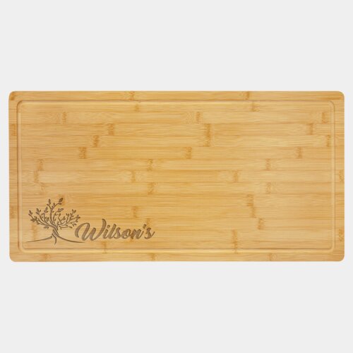 Personalized 23 3/4" x 12" Bamboo Cutting Board with Drip Ring Thumbnail