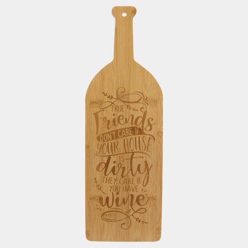 Personalized 17" x 5 1/4" Bamboo Wine Bottle Cutting Board Thumbnail
