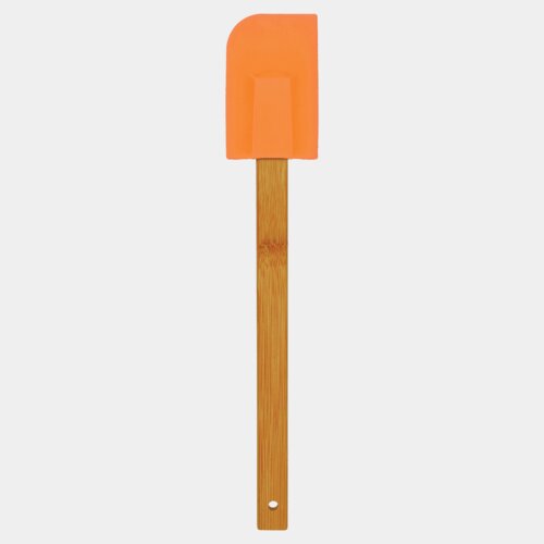 Personalized 11 3/4" Orange Silicone Spatula with Bamboo Handle Thumbnail