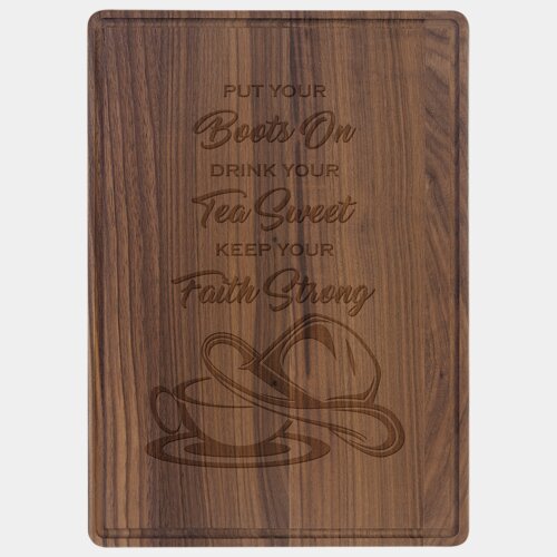 Personalized 13 3/4" x 9 3/4" Walnut Cutting Board with Drip Ring Thumbnail