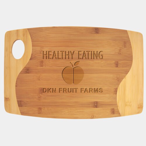 Personalized 17 3/4" x 11 3/4" Bamboo Two Tone Cutting Board with Handle Thumbnail