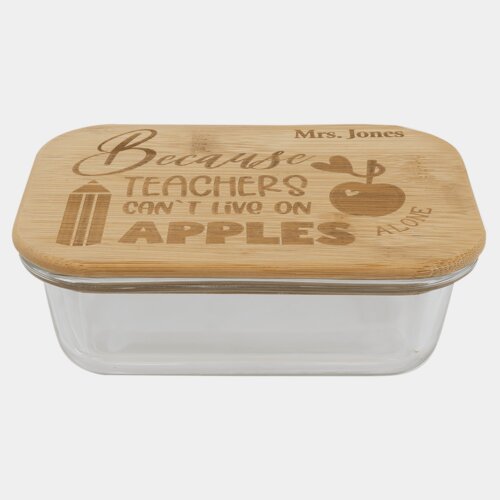 Personalized 12 oz. Rectangle Glass Container with Bamboo Lid Thumbnail