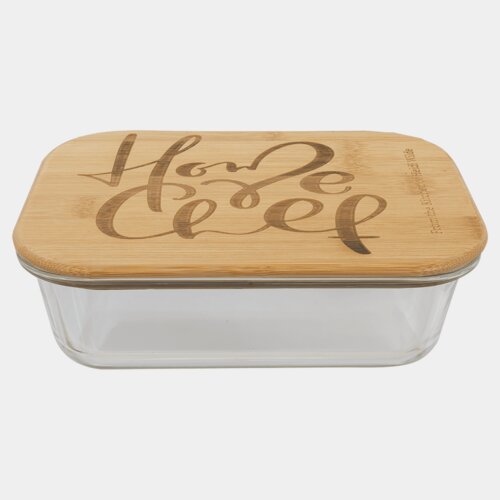 Personalized 35 oz. Rectangle Glass Container with Bamboo Lid Thumbnail