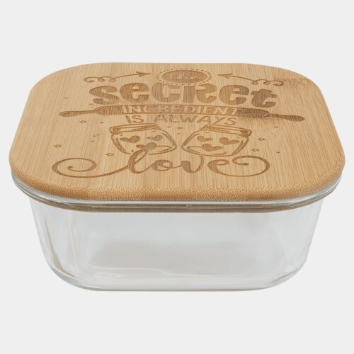 Personalized 27 oz. Square Glass Container with Bamboo Lid Thumbnail