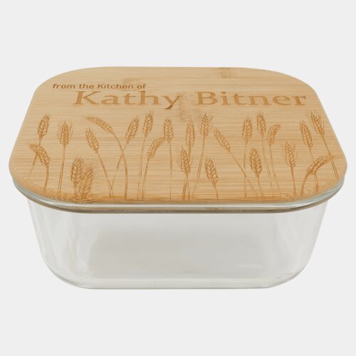 Personalized 37 oz. Square Glass Container with Bamboo Lid Thumbnail